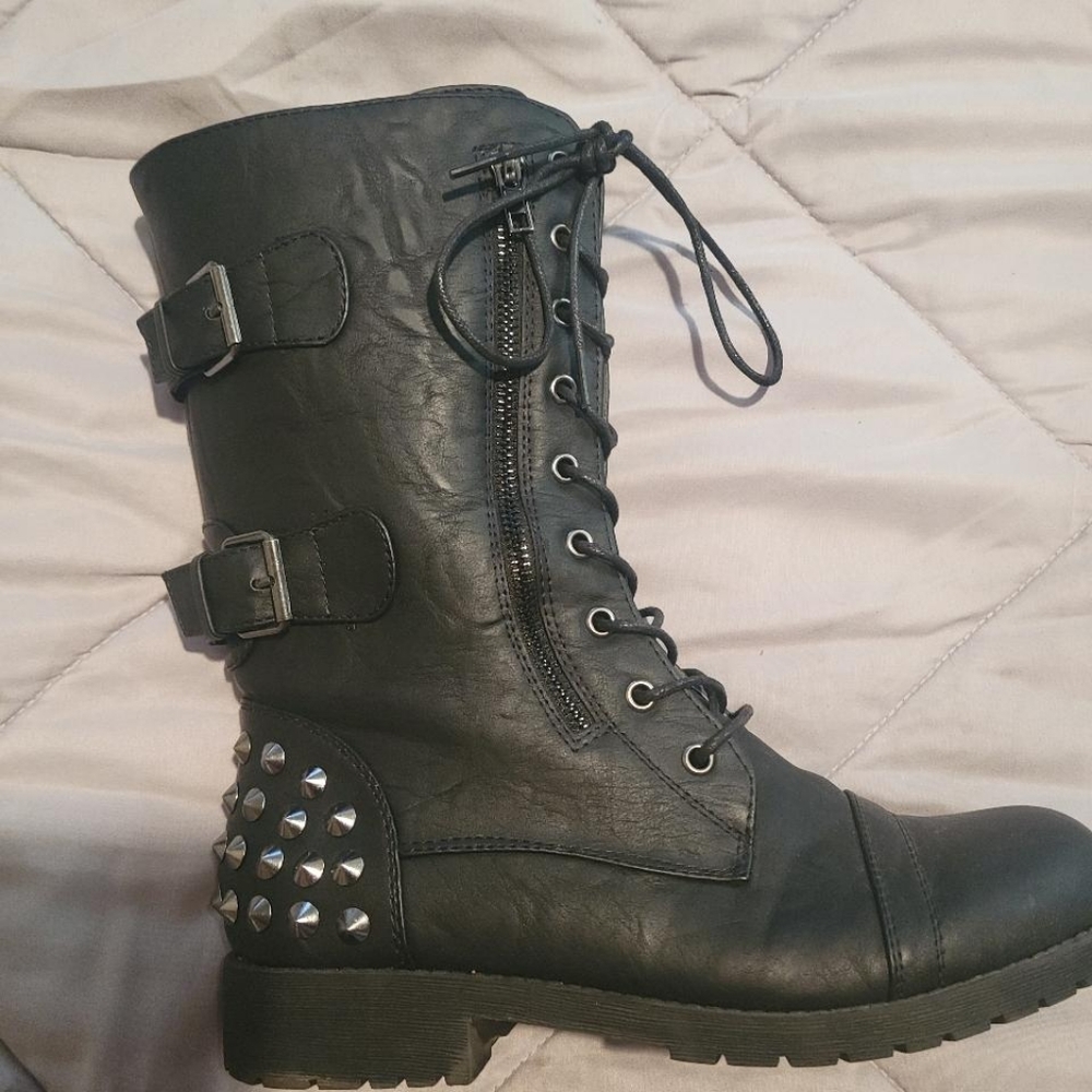 Black combat boots